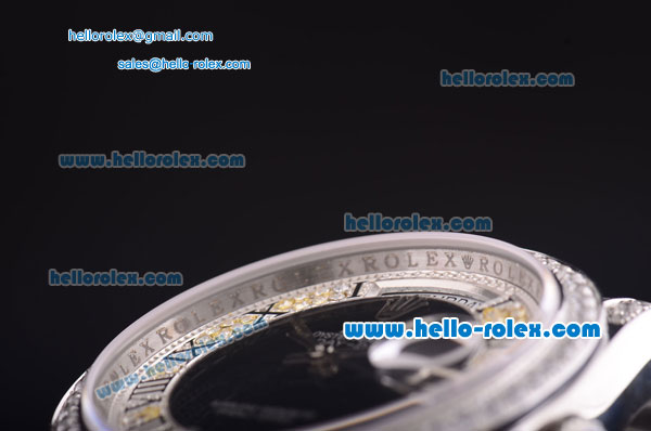 Rolex Day-Date Swiss ETA 2836 Automatic Movement Diamond Bezel with Roman Markers and Diamond Bracelet - Click Image to Close